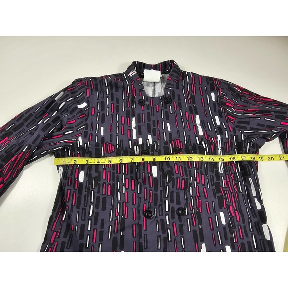NWOT Chef uniforms women small pink black geometric chef button up - Picture 6 of 7